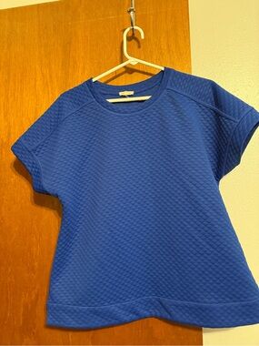JODIFL Royal Blue Textured Short Sleeve Top